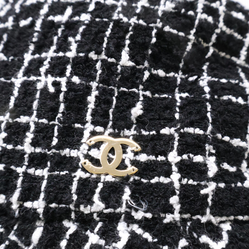 CHANEL Coco Mark Tweed Bucket Hat, Size S, Black, Women's - Picture 8 of 9